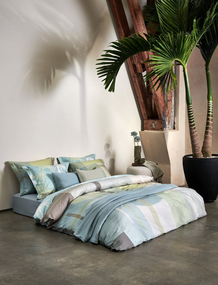 Palm Paradise Dekbedovertrek Thyme | 240 x 200|220 cm | Groen | Blauw