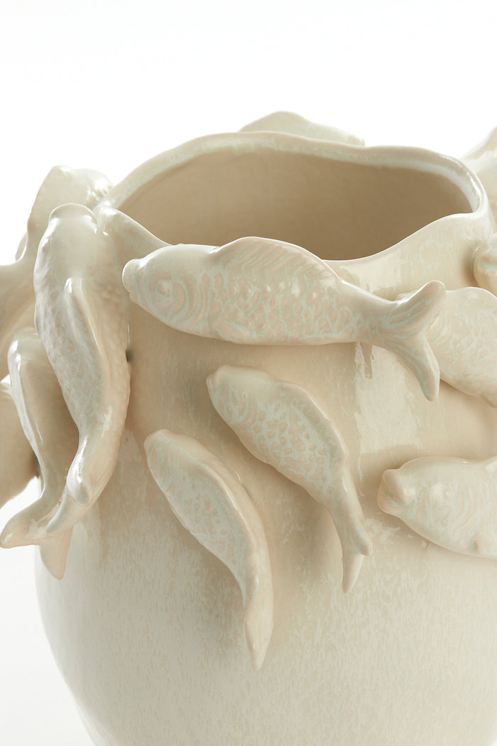 Light&living Vaas deco 29x28,5x27 cm FISH keramiek crème