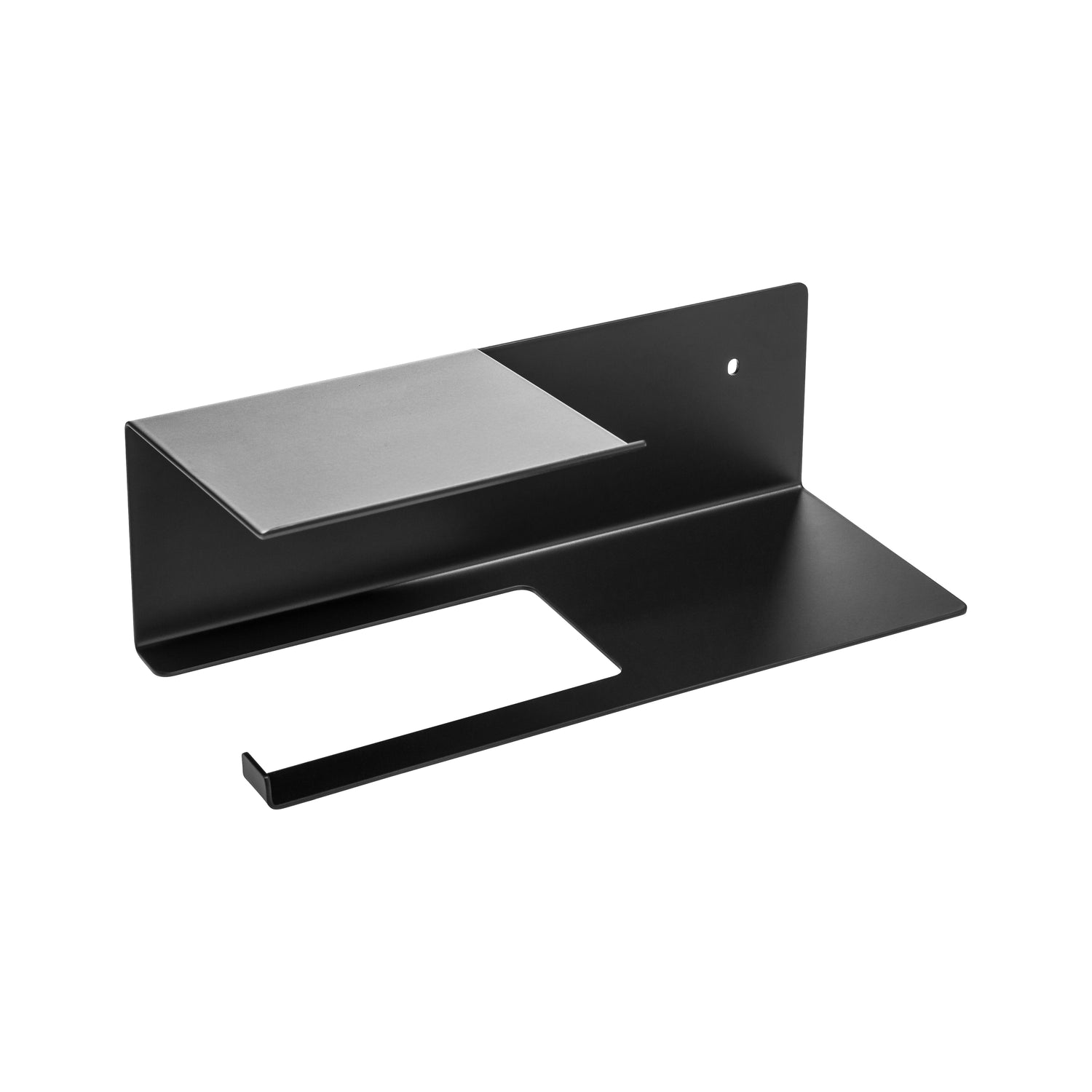 XIVADA Toiletrolhouder Fava - Met plankje - Boren - Rvs - Zwart