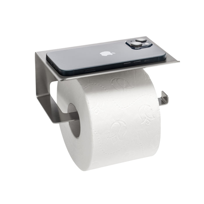 XIVADA WC Rolhouder Zeus - Met plankje - Inclusief schroefset - Zilver