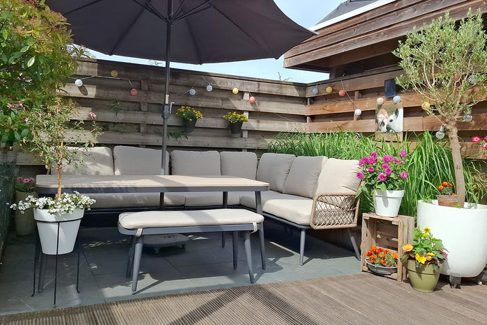 GI Allasio lounge-dining hoekset (6-delig) - Carbon black|Zand