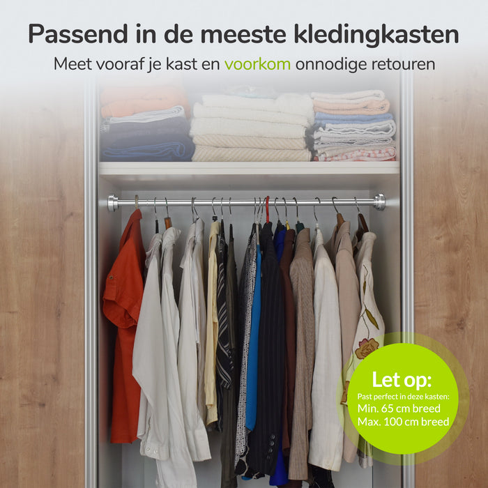 XIVADA Kledingstang Vigo - Zonder boren - Verstelbaar - Zilver