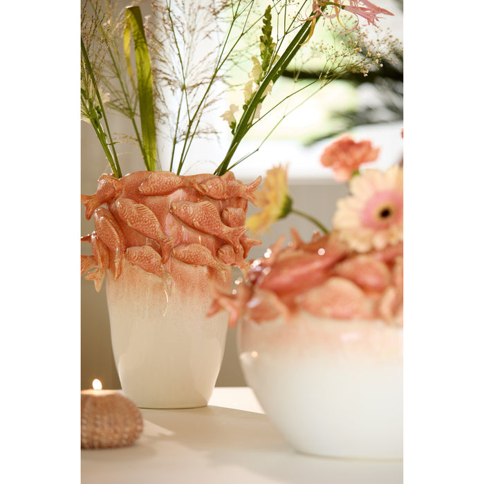 Light&living Vaas deco 29x28x36,5 cm FISH keramiek koraal+crème