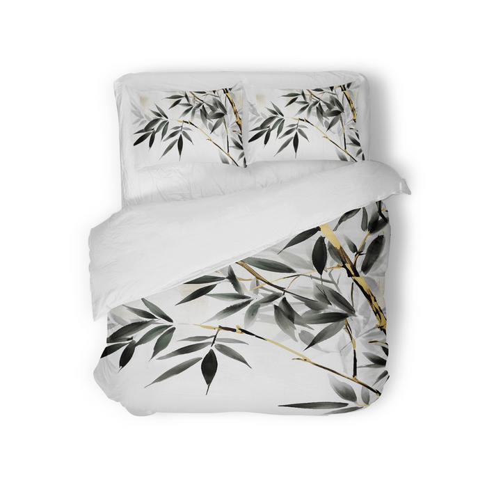 Eleganzzz Dekbedovertrek Micropercal Silent Leaves - white