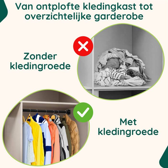 XIVADA Kledingstang Vigo - Zonder boren - Verstelbaar - Zwart