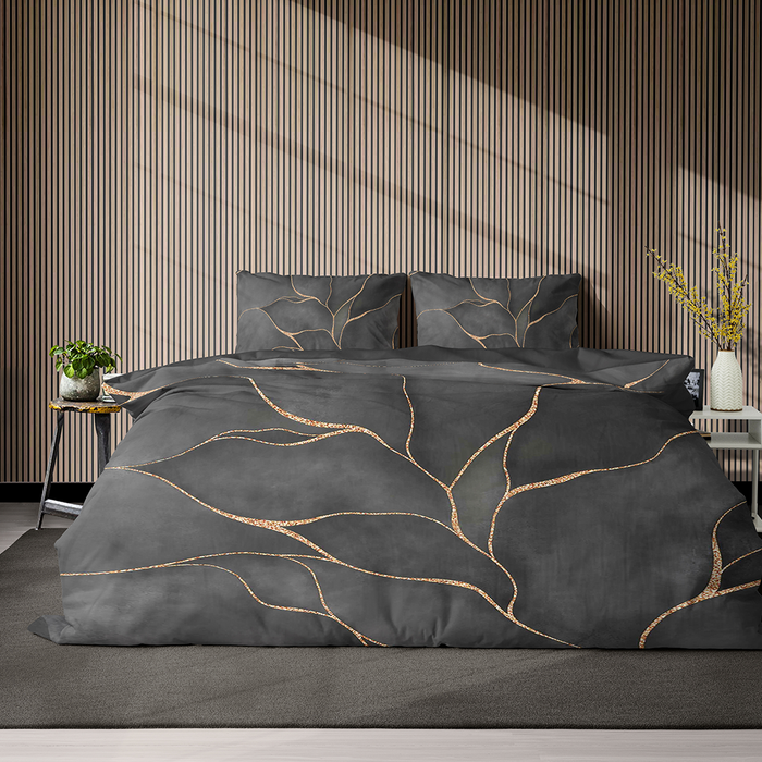 Eleganzzz Dekbedovertrek Micropercal Golden Currents - grey