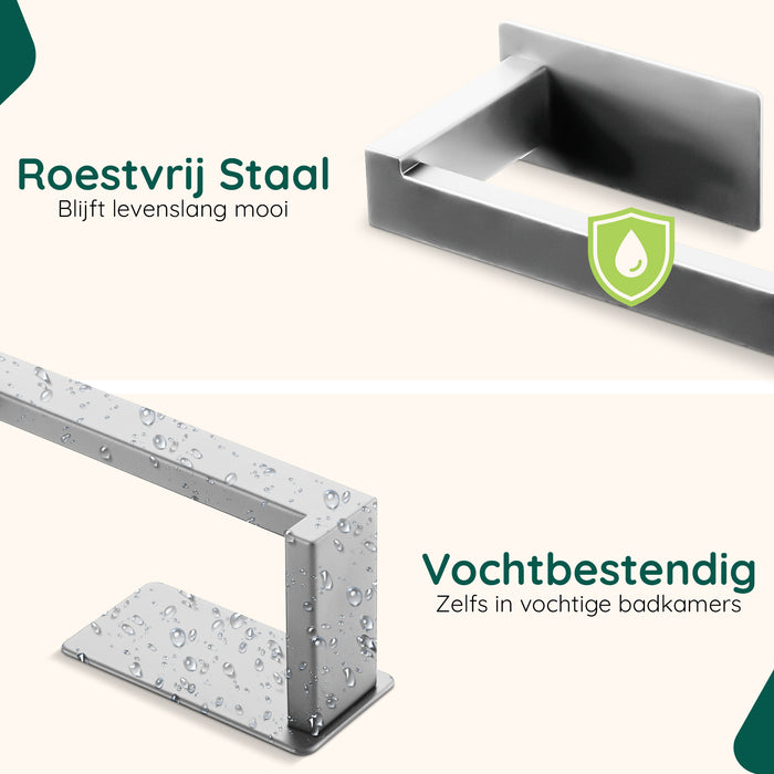 XIVADA WC rolhouder Luca - Zonder Boren - Rvs - Zelfklevend - Zilver