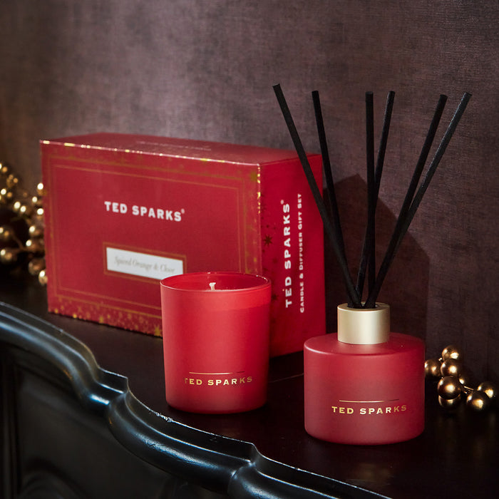 Ted Sparks - Geurkaars & Geurstokjes Diffuser - Gift Set - Spiced