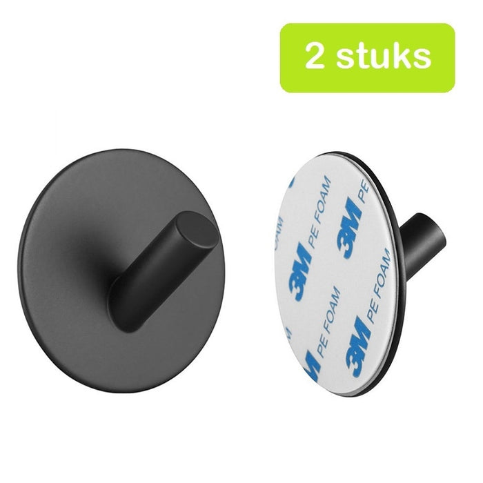 XIVADA Handdoekhaakjes Xavi - Zelfklevend - Rvs - Zwart - Set van 2