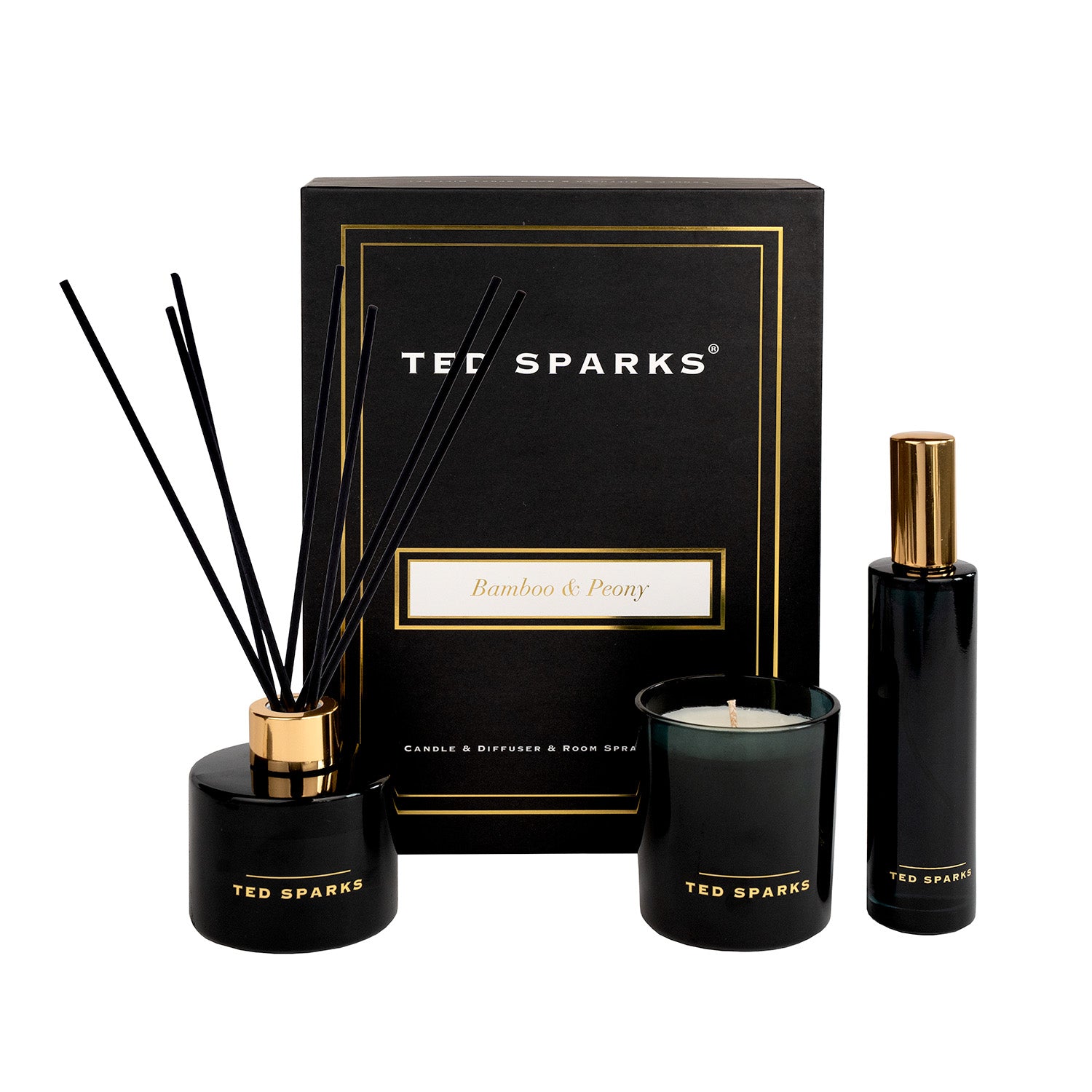 Ted Sparks - Geurkaars & Geurstokjes Diffuser - Gift Set - Tonka &