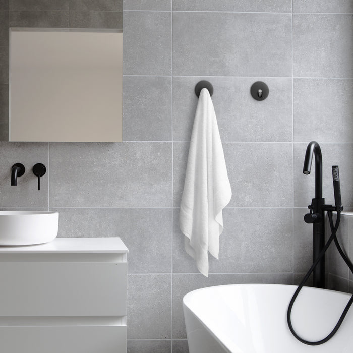 XIVADA Handdoekhaakjes Xavi - Zelfklevend - Rvs - Zwart - Set van 2