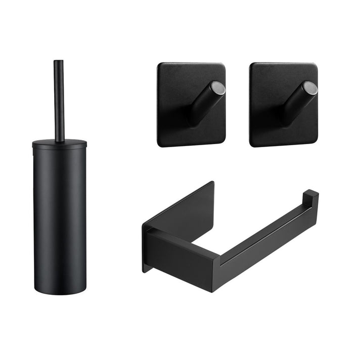 XIVADA Toilet accessoires set - 4 delig - Zonder boren - Rvs - Zwart