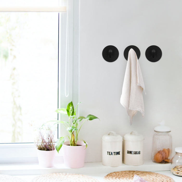 XIVADA Handdoekhaakjes Xavi - Zelfklevend - Rvs - Zwart - Set van 2