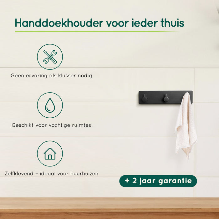 XIVADA Handdoekhaakjes Tres - Zelfklevend - Zwart - 3 in 1