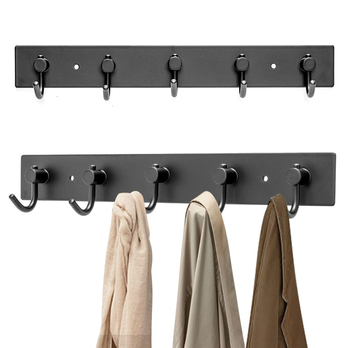 XIVADA Kapstok Hangend - 5 Haken - Model J - Aluminium - 34 cm - Zwart