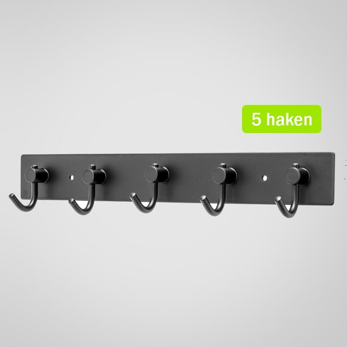 XIVADA Kapstok Hangend - 5 Haken - Model J - Aluminium - 34 cm - Zwart
