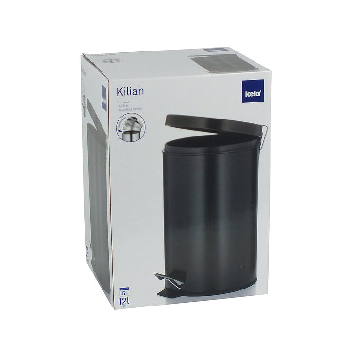 Kela - Afvalemmer Kilian RVS zwart, 12 L - Kela
