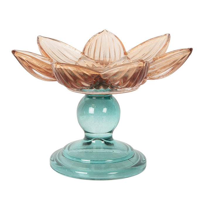 Clayre & Eef Waxinelichthouder Ø 14x10 cm Oranje Glas