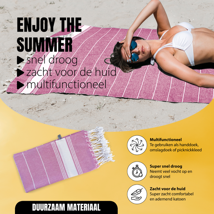 Eleganzzz Hamamdoek 90x180cm - pink