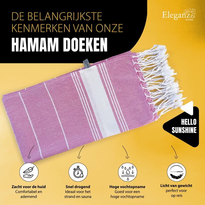 Eleganzzz Hamamdoek 90x180cm - pink