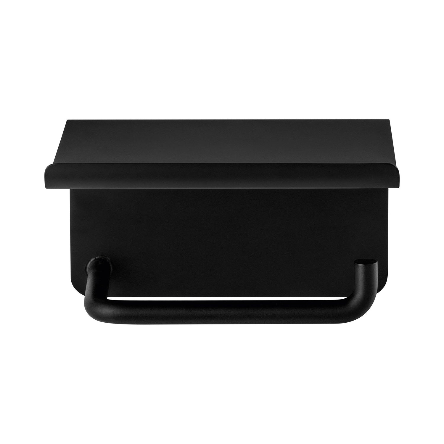 Modo Toiletrolhouder Met Plateau Black | Zwart | Staal