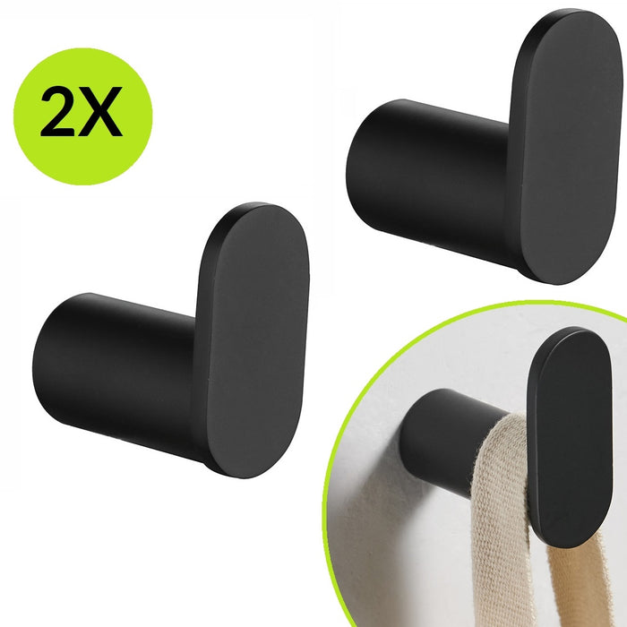 XIVADA Handdoekhaakjes Mila - Schroefset - Rvs - Zwart - Set van 2