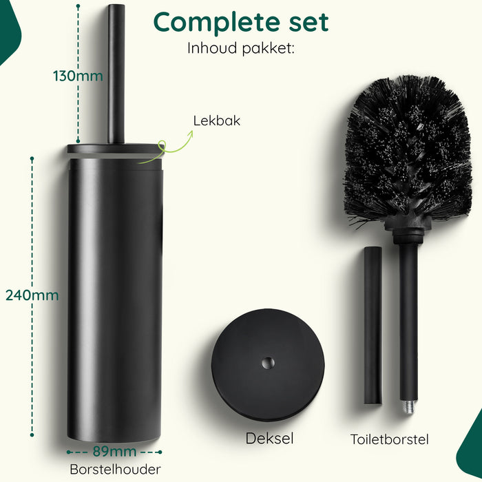 XIVADA Toiletborstelhouder Jara - Vrijstaand - Rvs - Zwart