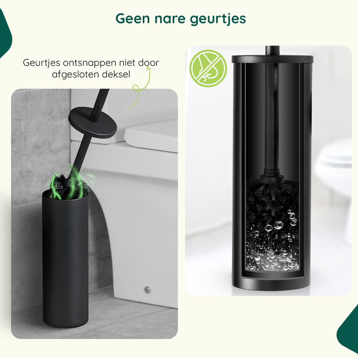 XIVADA Toiletborstelhouder Jara - Vrijstaand - Rvs - Zwart