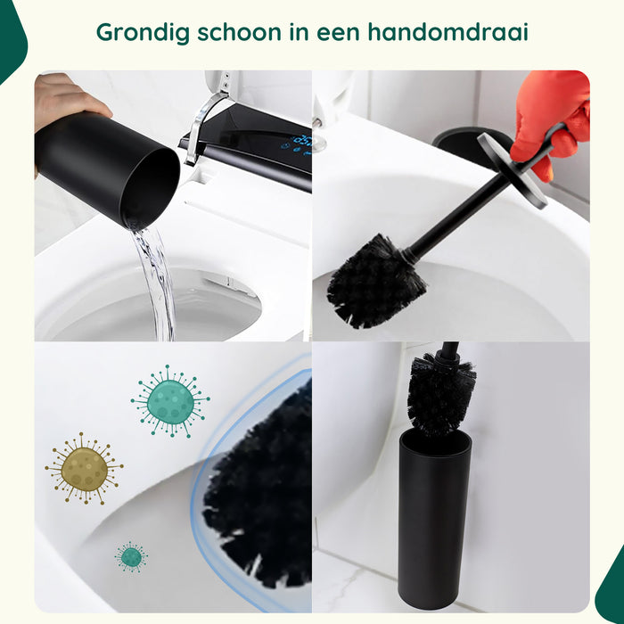 XIVADA Toiletborstelhouder Jara - Vrijstaand - Rvs - Zwart