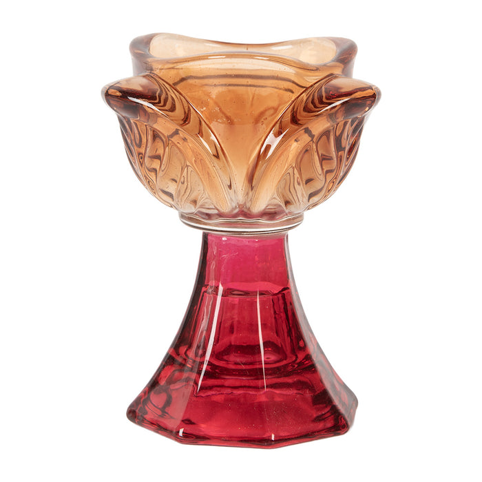 Clayre & Eef Waxinelichthouder Ø 7x10 cm Oranje Glas