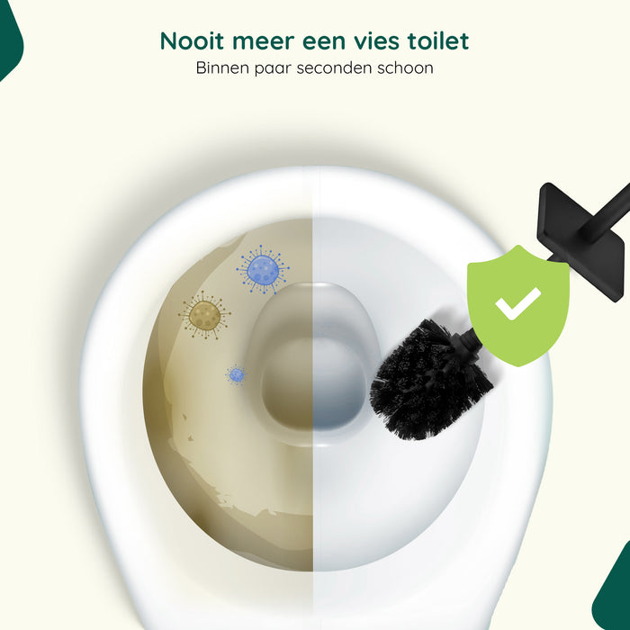 XIVADA Toiletborsterhouder Cira - Vierkant - Boren - Rvs - Zwart