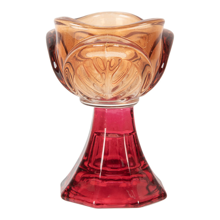 Clayre & Eef Waxinelichthouder Ø 7x10 cm Oranje Glas