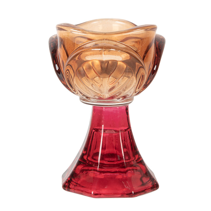 Clayre & Eef Waxinelichthouder Ø 7x10 cm Oranje Glas