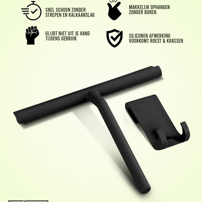 XIVADA Douchewisser - Siliconen - Vrijstaand - Met ophanghaak - Zwart