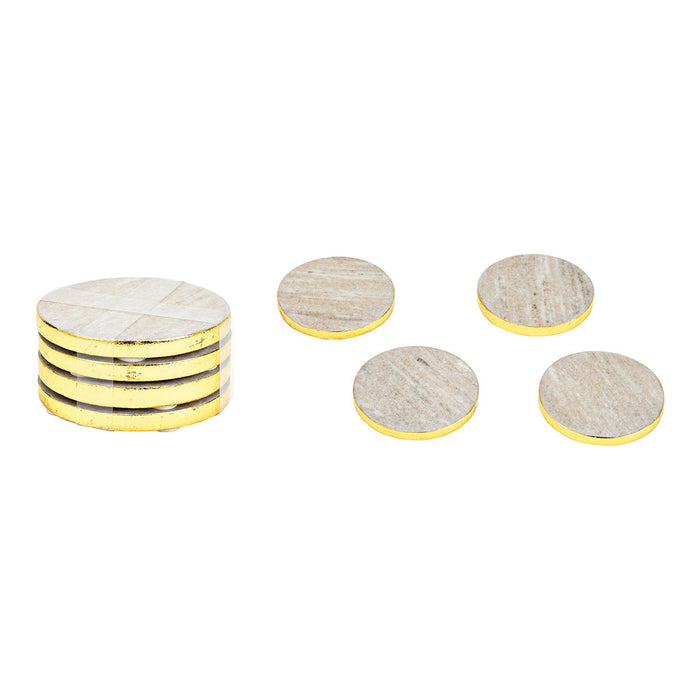 SVJ Plateau Onderzetters - 10x10x5 cm - Steen - Naturel - Set van 4