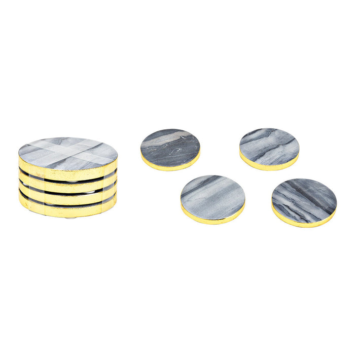 SVJ Plateau Onderzetters - 10x10x5 cm - Steen - Zwart - Set van 4