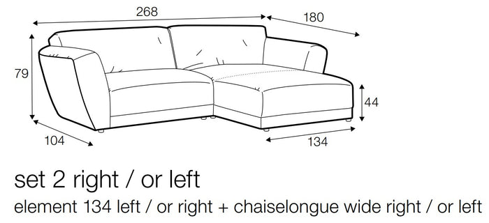 Sits Asta Wildflower 2-Zits Bank + Chaise Longue Links