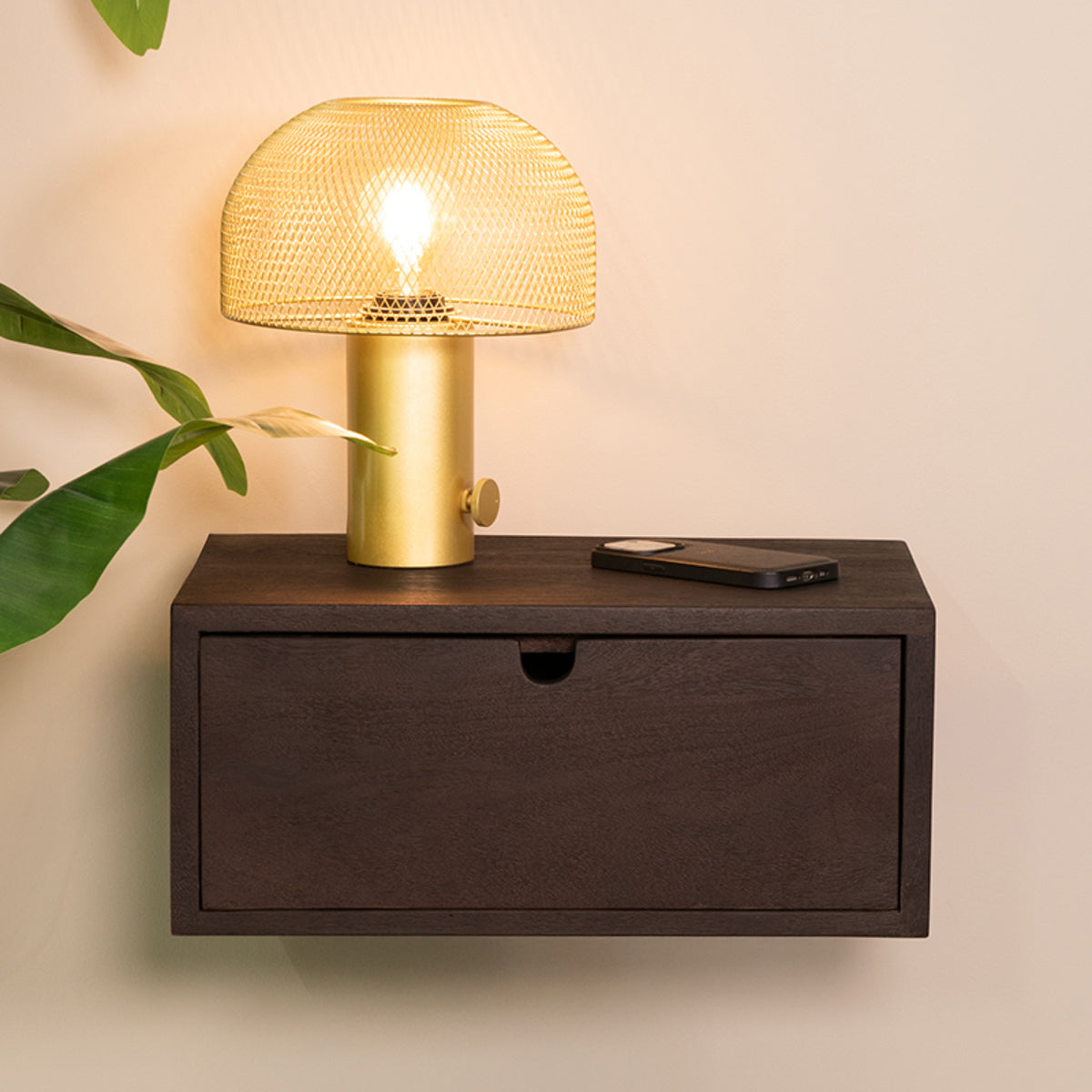 LABEL51 - Wandconsole Hover - Espresso Mangohout