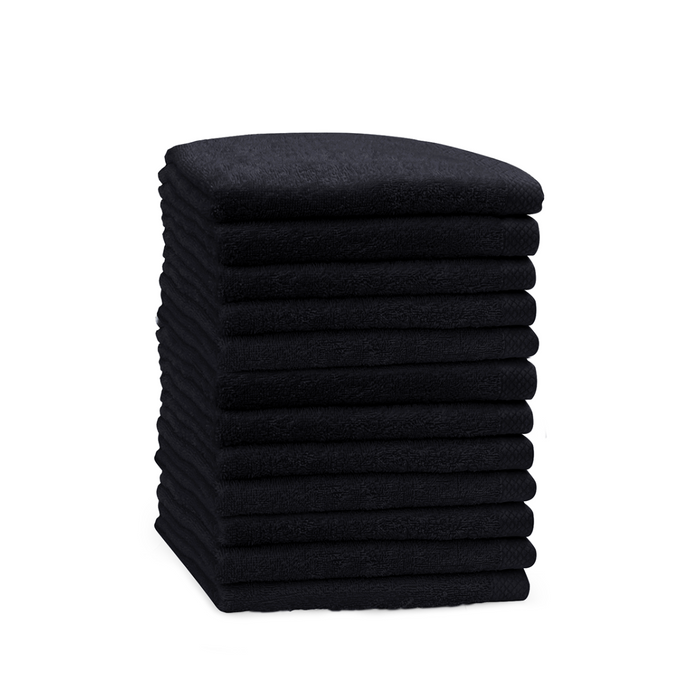 Eleganzzz Handdoek 100% Katoen 50x100cm - black - Set van 12
