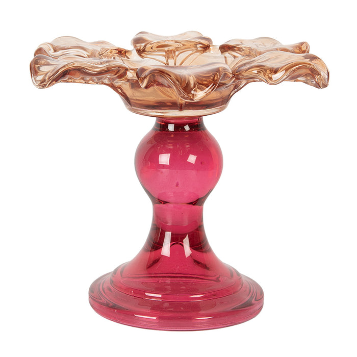 Clayre & Eef Waxinelichthouder Ø 14x11 cm Oranje Glas