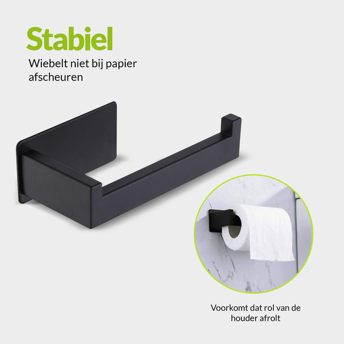 XIVADA WC rolhouder Luca - Zonder Boren - Rvs - Zelfklevend - Zwart