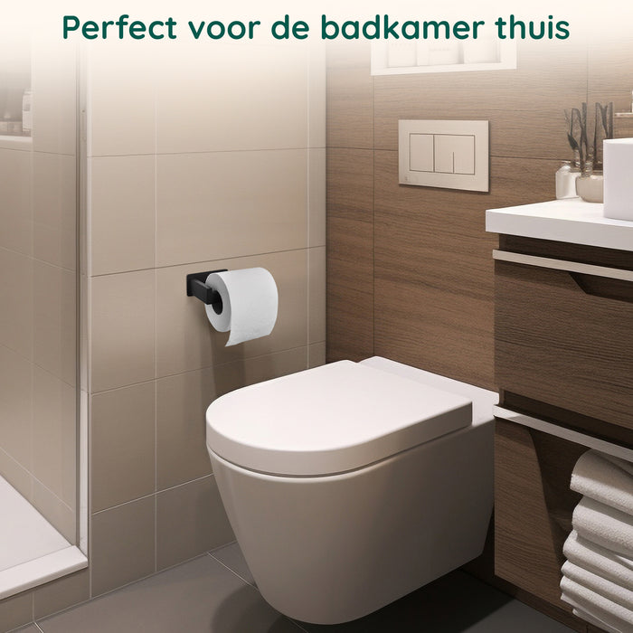 XIVADA WC rolhouder Luca - Zonder Boren - Rvs - Zelfklevend - Zwart