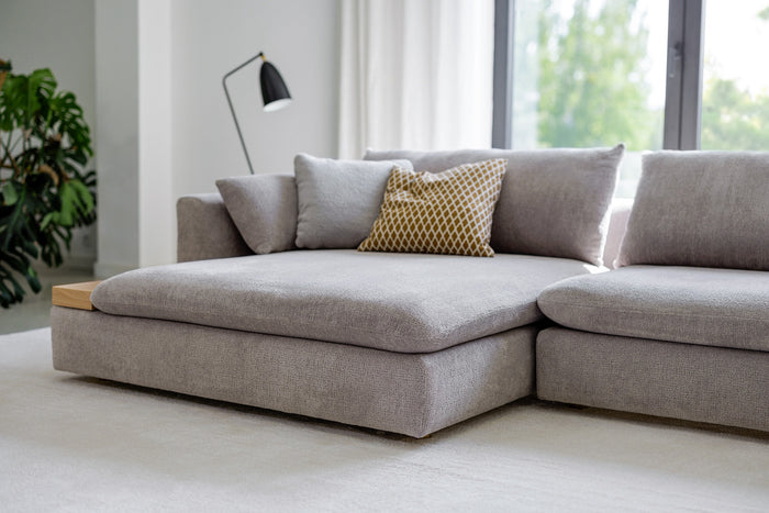 Sits Milou Lichtgrijs 3-zits Hoekbank met Tray Links