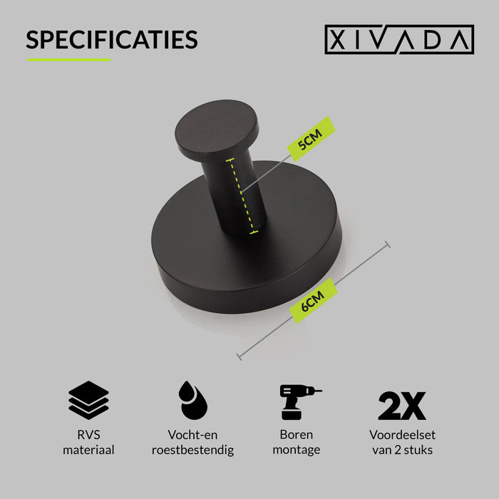 XIVADA Toilet set zwart - 4-delig - Hangend - Rvs - Zwart