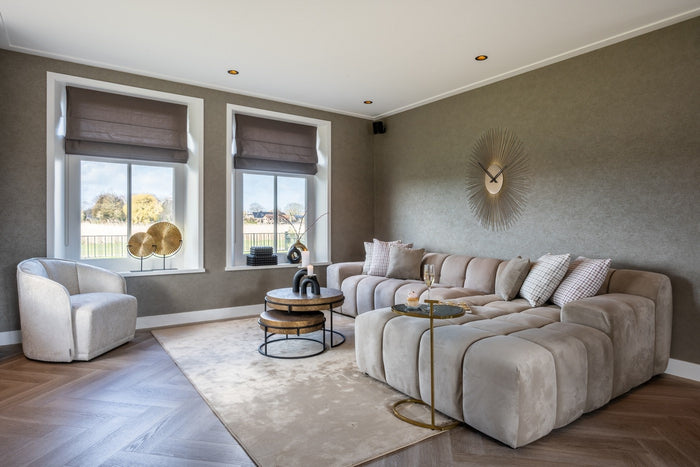 Richmond Interiors Cube 3-Zits Bank+Chaise Longue Rechts Khaki Velvet