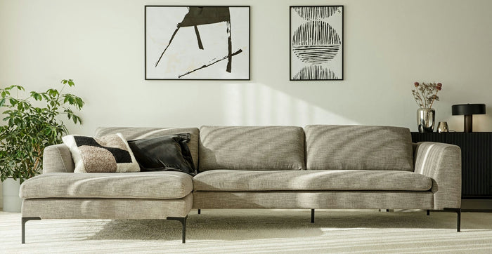 Sits Elton 3-Zits + Wide Chaise Lounge Grijs Beige Rechts|Links