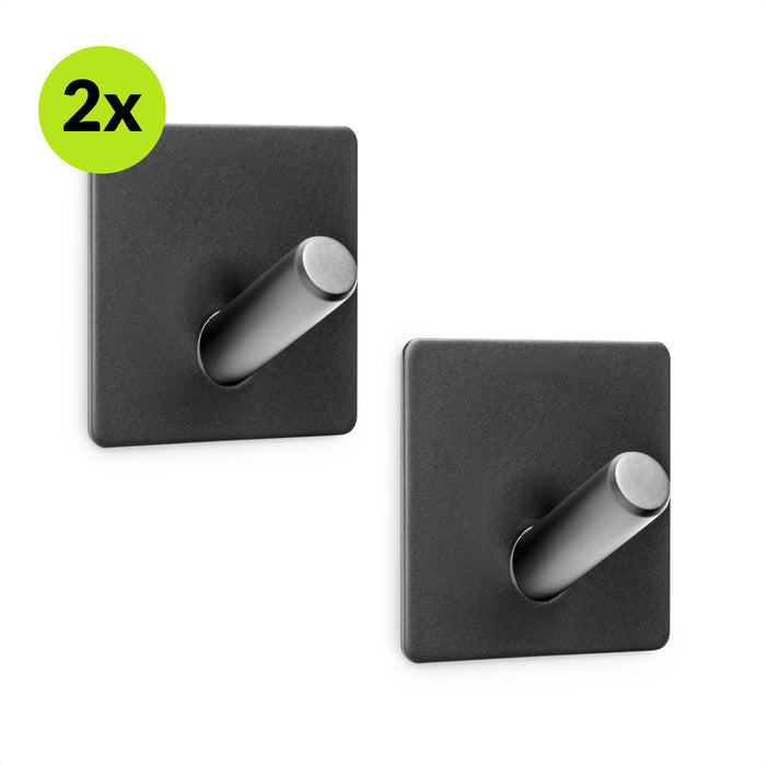 XIVADA Handdoekhaak Paza - Rvs - 3M Tape - Zwart - Set van 2