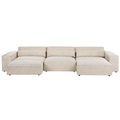 Beliani-HELLNAR-Hoekbank 3-zits met ottomaan-Beige-Links-Fluweel