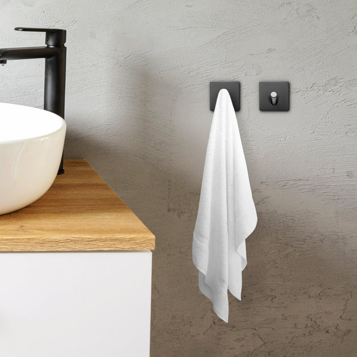 XIVADA Handdoekhaak Paza - Rvs - 3M Tape - Zwart - Set van 2