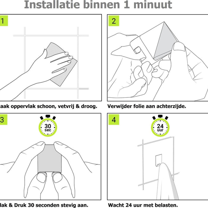XIVADA Handdoekhaak Paza - Rvs - 3M Tape - Zwart - Set van 2